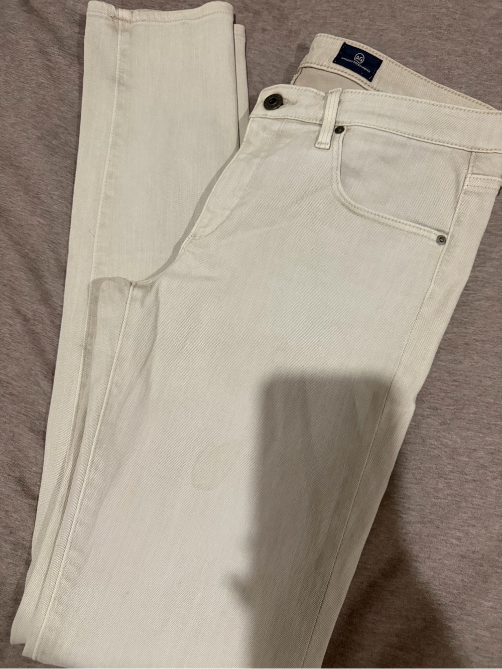 AG Adriano Goldschmied Cream Slim Jeans